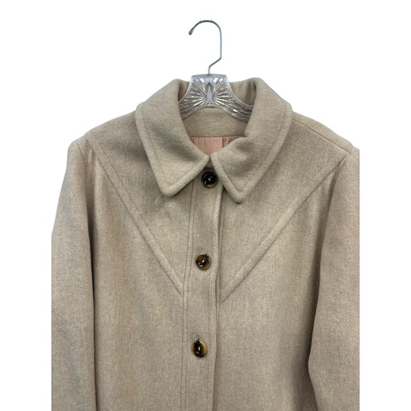 Ms Freddi Vintage 70s Women's Beige Wool Blend Retro Trench Coat USA XL - Picture 5 of 10